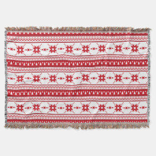 Red Christmas Sweater Inspired Pattern Throw Blanket