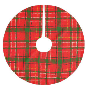 Red Christmas Tartan Plaid Pattern Design Brushed Polyester Tree Skirt