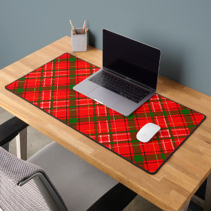 Red Christmas Tartan Plaid Pattern Design Desk Mat