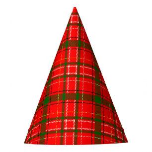 Red Christmas Tartan Plaid Pattern Design Party Hat