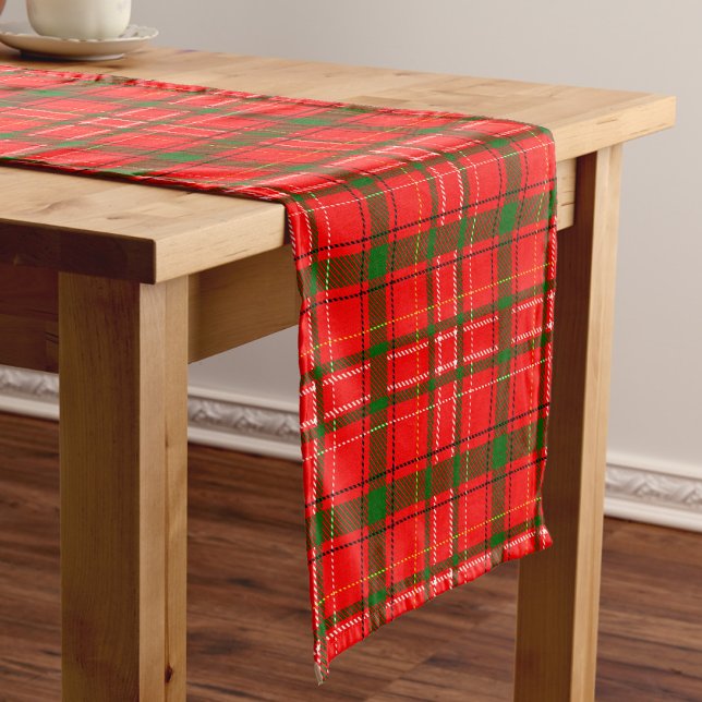 Red Christmas Tartan Plaid Pattern Design  Short Table Runner (Creator Uploaded)