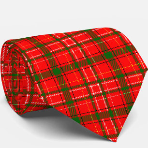 Red Christmas Tartan Plaid Pattern Design  Tie
