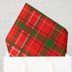 Red Christmas Tartan Plaid Pattern Design Tissue Paper