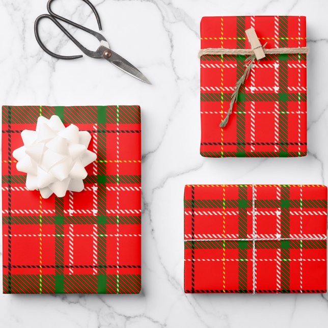 Red Christmas Tartan Plaid Pattern Design  Wrapping Paper Sheet (Creator Uploaded)