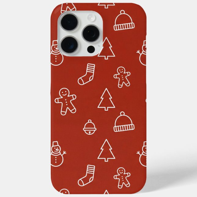 Red Christmas texture with festive elements Case-Mate iPhone Case (Back)