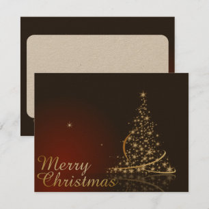 Red Christmas Theme with golden Christmas tree Invitation