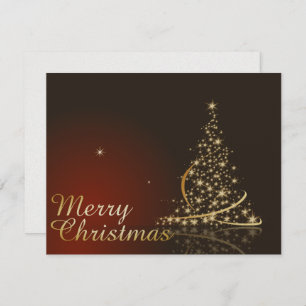 Red Christmas Theme with golden Christmas tree Invitation