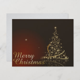 Red Christmas Theme with golden Christmas tree Invitation