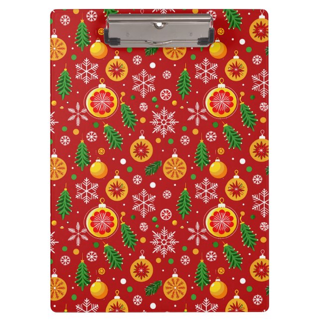 Red Christmas-themed pattern Clipboard (Front)
