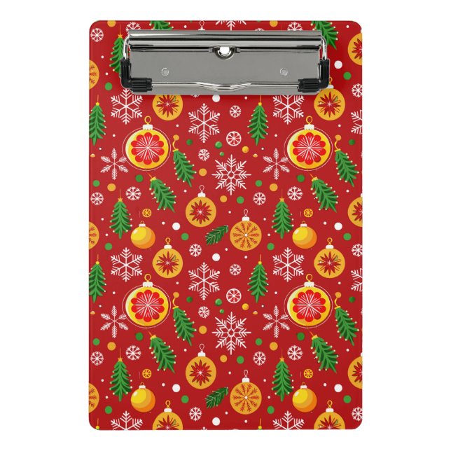Red Christmas-themed pattern Mini Clipboard (Front)
