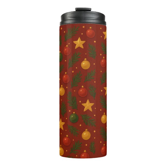 Red Christmas Thermal Tumbler – Festive Holiday  (Front)