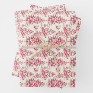 Red Christmas Toile Wrapping Paper