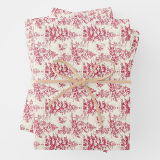 Red Christmas Toile Wrapping Paper