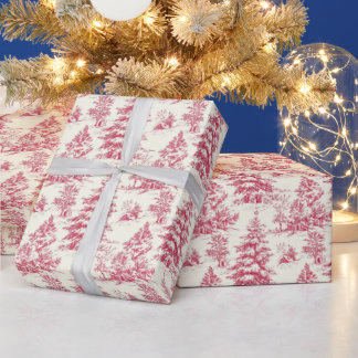 Red Christmas Toile Wrapping Paper