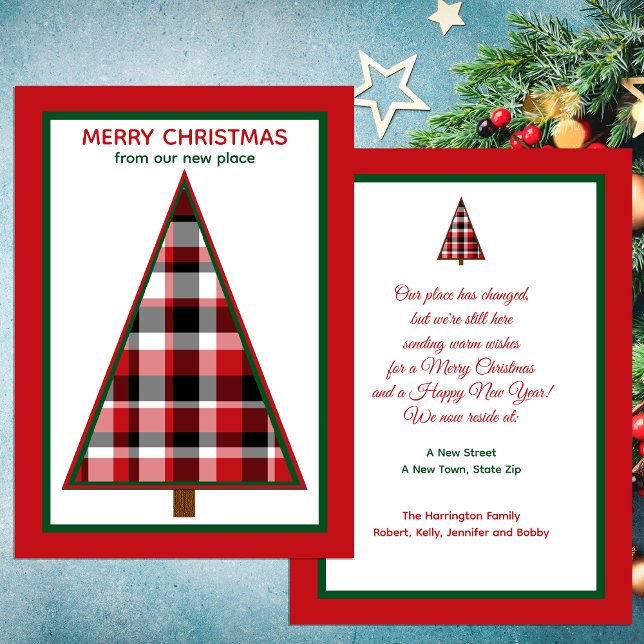 Red Christmas Tree Change of Address Invitations (Creator Uploaded)