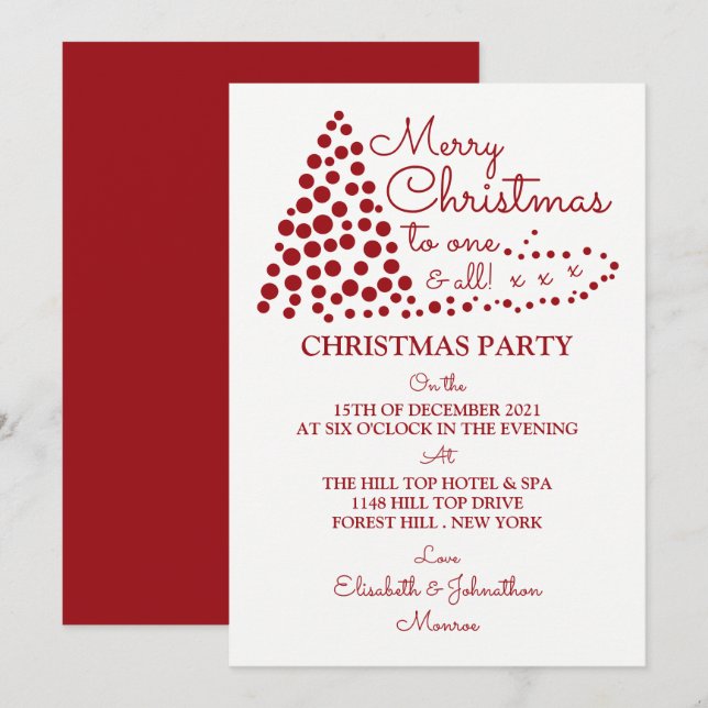 Red Christmas Tree, Christmas Party Invitation (Front/Back)