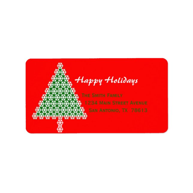 Red Christmas Tree Christmas Return Address Label (Front)