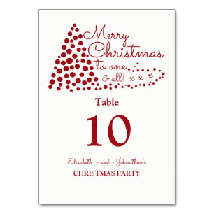 Red Christmas Tree, Christmas Table Number