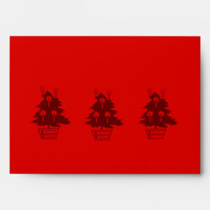 red christmas tree contempory card envelope