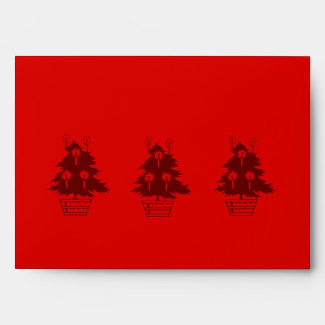 red christmas tree contempory card envelope (Front)