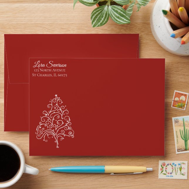 Red Christmas Tree Envelope (Desk)