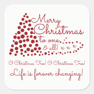 Red Christmas Tree, Festive Square Sticker