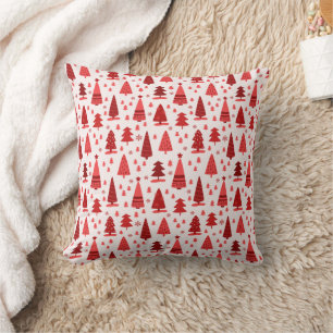 Red Christmas Tree Forest Cute Pattern Cushion