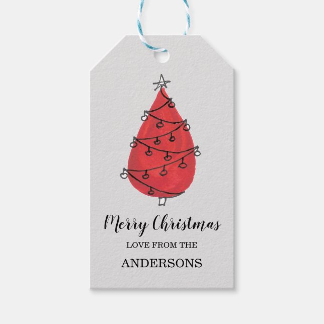 Red Christmas Tree Gift Tags (Front)