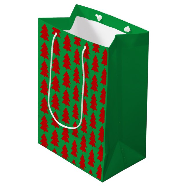 Red Christmas Tree Green Festive  Medium Gift Bag (Front Angled)