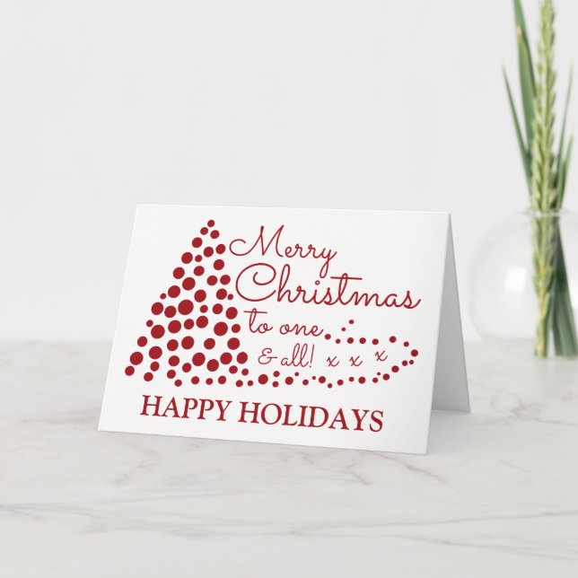 Red Christmas Tree, Happy Holidays Holiday Card (Front)