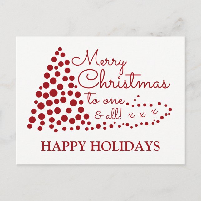 Red Christmas Tree, Happy Holidays Holiday Postcar (Front)