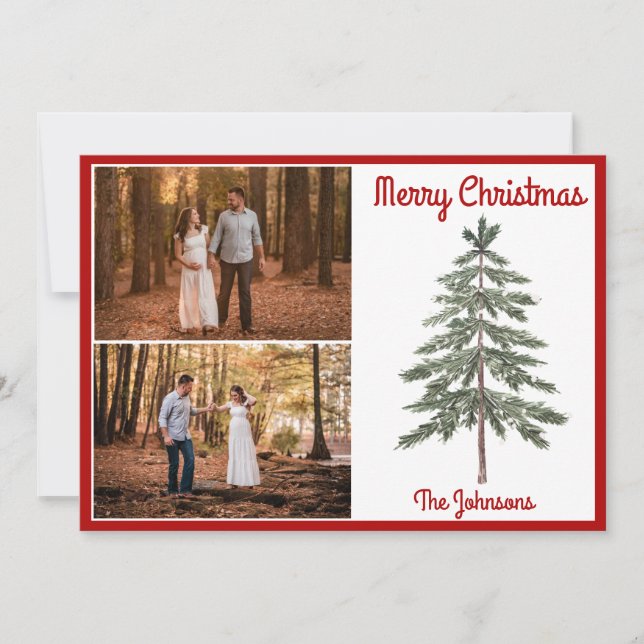 Red Christmas Tree Holiday Card (Front)