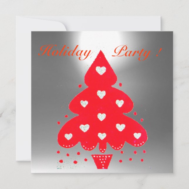 RED CHRISTMAS TREE HOLIDAY PARTY,Emerald Invitation (Front)