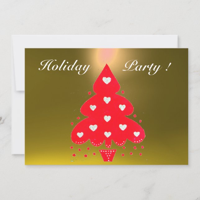 RED CHRISTMAS TREE HOLIDAY PARTY,Emerald Invitation (Front)