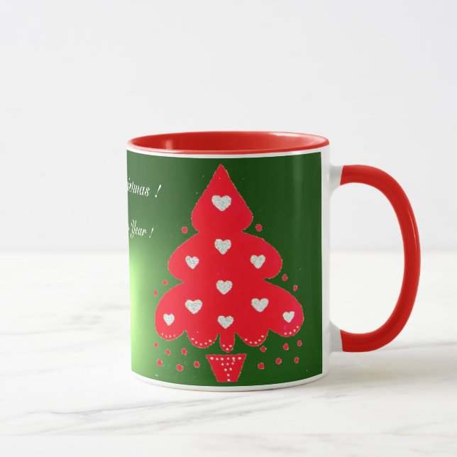 RED CHRISTMAS TREE HOLIDAY PARTY green Mug (Right)