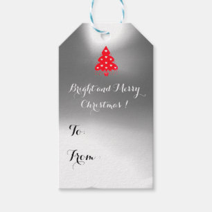 RED CHRISTMAS TREE HOLIDAY PARTY purple Gift Tags