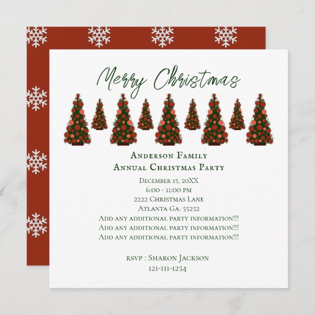 Red Christmas Tree Invitation (Front/Back)