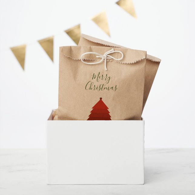 Red Christmas Tree Kraft Favour Bags (Party)