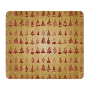 Red Christmas tree modern on Gold Cutting Board
