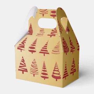 Red Christmas tree modern on Gold Favour Box