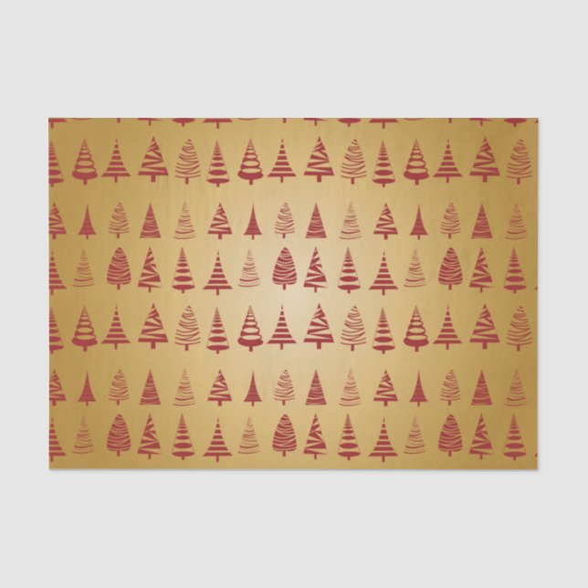 Red Christmas tree modern on Gold Tissue Paper (Front)