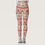 Red Christmas Tree Nordic Knit Sweater Pattern Leggings<br><div class="desc">Dress up your winter wardrobe with these fun high quality leggings featuring a red christmas tree pattern set against a tan background.  Perfect for the holidays or everyday winter activities and workouts.</div>