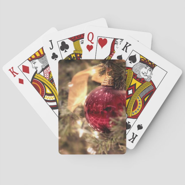 red christmas tree ornament festive playing cards (Back)