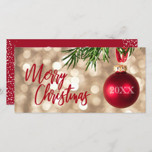 Red Christmas Tree Ornament Flat Holiday Card