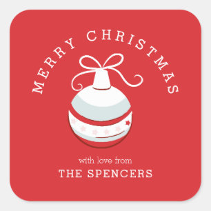 Red Christmas  tree Ornament Square Sticker