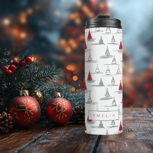 Red Christmas Tree Pattern#5 ID1009 Thermal Tumbler