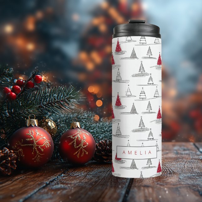Red Christmas Tree Pattern#5 ID1009 Thermal Tumbler (Creator Uploaded)