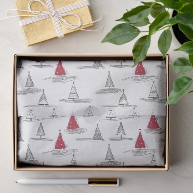 Red Christmas Tree Pattern#5 ID1009 Tissue Paper (Gift)