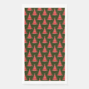 Red Christmas Tree Pattern Design on Paper Towels Napkin