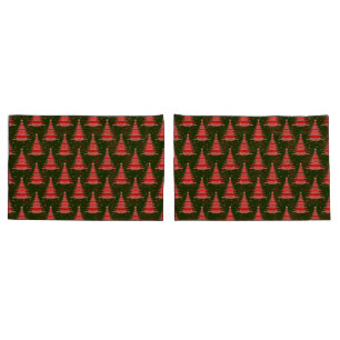 Red Christmas Tree Pattern Design on Pillowcases